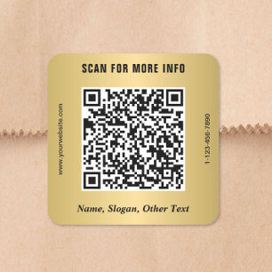 Modern Business QR Code Gold Square Sticker