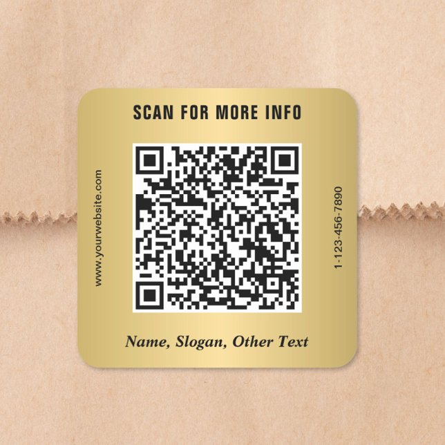 Modern Business QR Code Gold Square Sticker (Modern Business QR Code Gold Square Sticker)