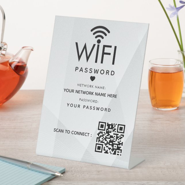 Modern Business QR Code Wifi Network Personalized Pedestal Sign (In SItu)