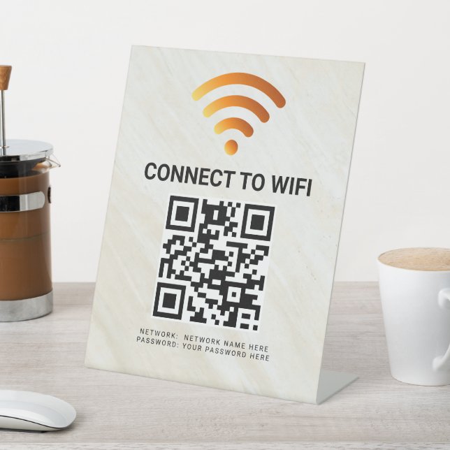 Modern Business QR Code Wifi Network Personalized Pedestal Sign (In SItu)
