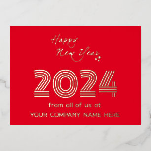 Modern Business Queer Code-Red Holidays Foil Holiday Postcard