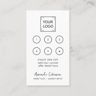 Modern Business Reward 6 Punch Logo white PINK Card