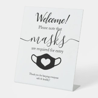 Modern Business Safety Wear Your Face Mask Script Pedestal Sign