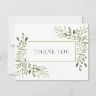 Modern Business Thank You Greenery Watercolor Card