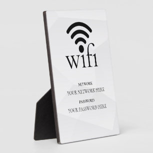 Modern Business Wifi Network and Password Black  Plaque