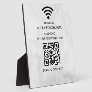 Modern Business Wifi Network and Password Black  Plaque