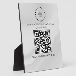 Modern Business Wifi Network and Password Black  Plaque