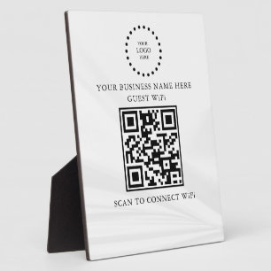 Modern Business Wifi Network and Password Black  Plaque