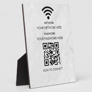 Modern Business Wifi Network and Password Black  Plaque
