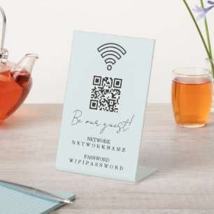 Modern Business Wifi Password and Network  Pedestal Sign