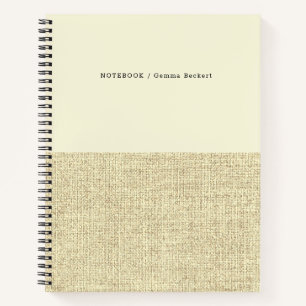 Modern Butter Yellow and Linen Pattern Notebook