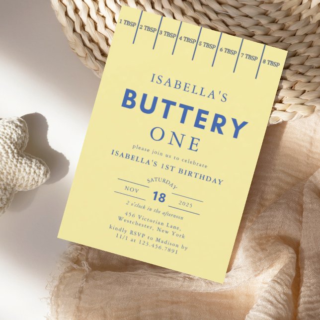 Modern Butter Yellow Buttery First Birthday  Invitation (Creator Uploaded)