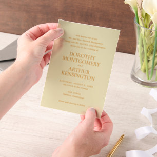 Modern Butter Yellow Elegant Wedding Vellum Invitations