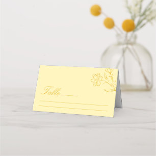 Modern Butter Yellow Floral Wedding Table Place Card
