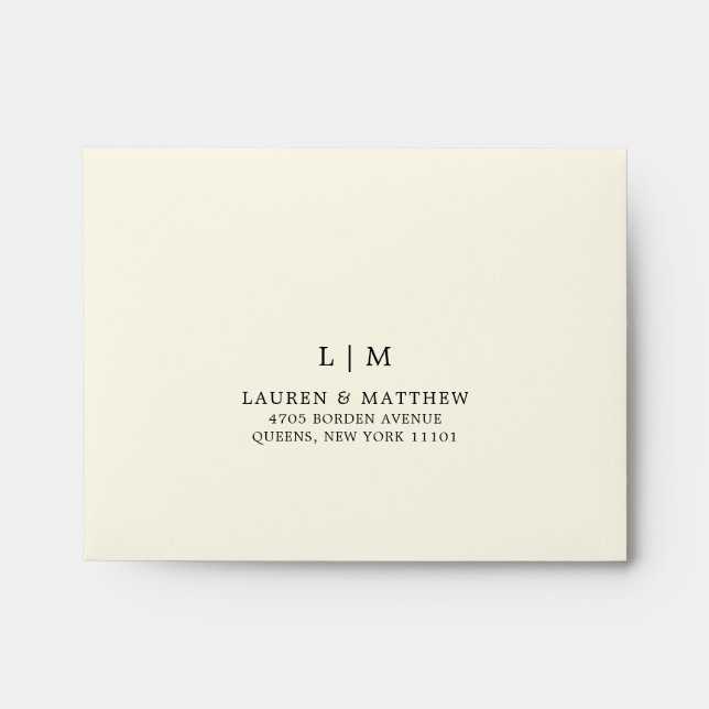 Modern Butter Yellow Monogram Elegant RSVP Wedding Envelope (Front)
