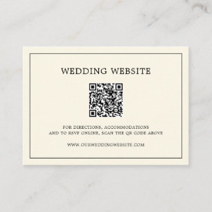 Modern Butter Yellow Monogram QR Code Wedding Enclosure Card