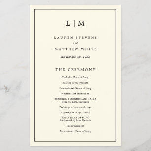 Modern Butter Yellow Monogram Wedding Program