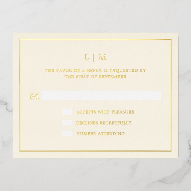 Modern Butter Yellow Monogram Wedding RSVP Card (Front)