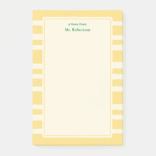 Modern Butter Yellow Stripes Custom Teacher Notes