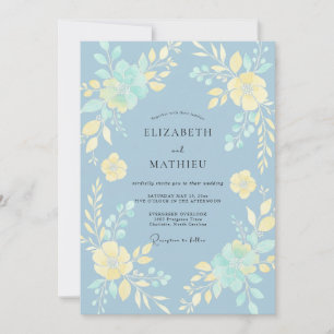 Modern Butter Yellow Vine Wedding Invitation