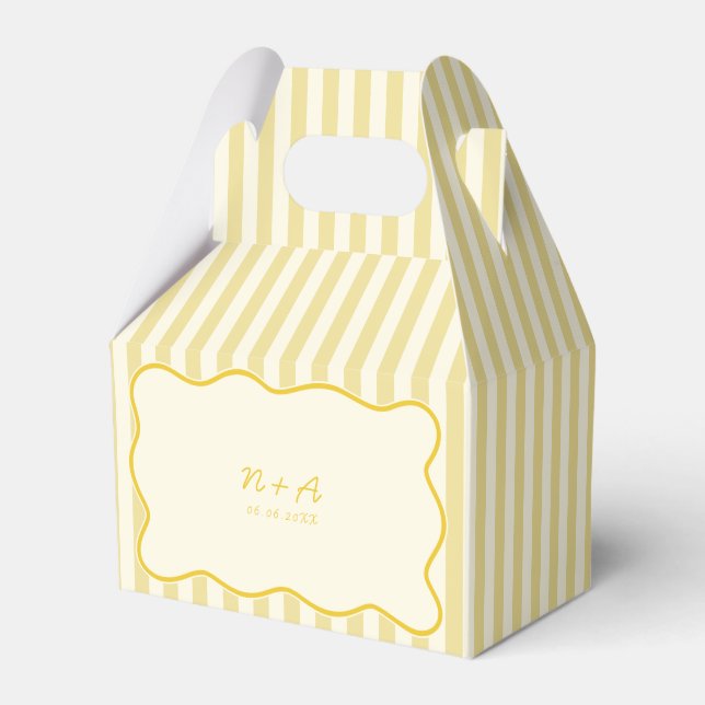 Modern Butter Yellow Wedding Favor Box (Front Side)