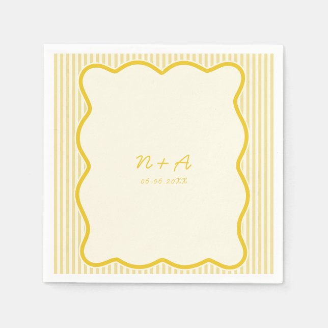 Modern Butter Yellow Wedding Napkin (Front)
