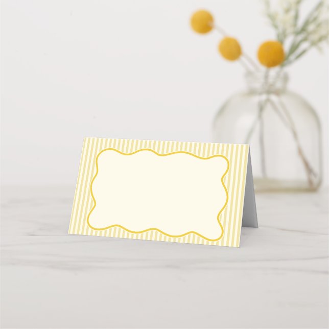 Modern Butter Yellow Wedding Place Card (Front)