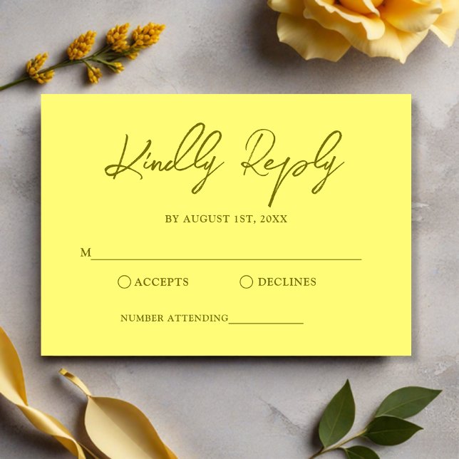 Modern Butter Yellow Wedding RSVP Card (Creator Uploaded)