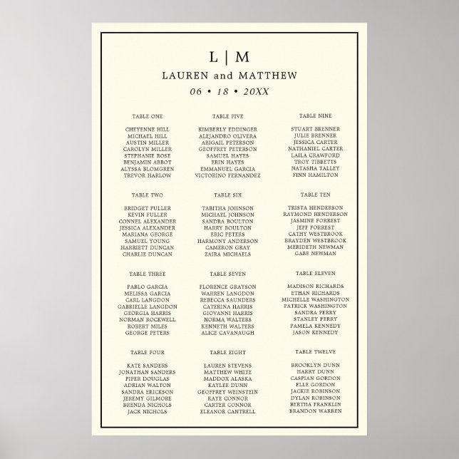Modern Butter Yellow Wedding Seating Chart (Front)