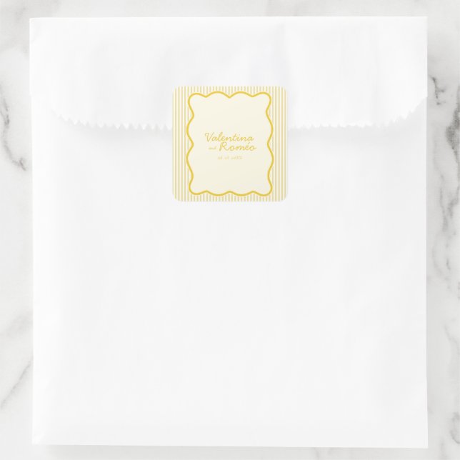 Modern Butter Yellow Wedding sticker (Bag)