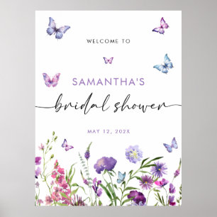 Modern Butterflies  Bridal Shower Welcome Sign