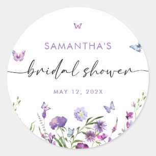 Modern Butterflies  Bridal Shower Welcome Sign Classic Round Sticker