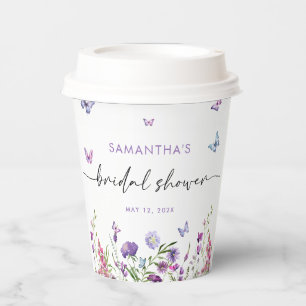 Modern Butterflies  Bridal Shower Welcome Sign Paper Cups