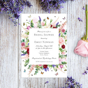 Modern Butterflies & Floral Bridal Shower  Invitation