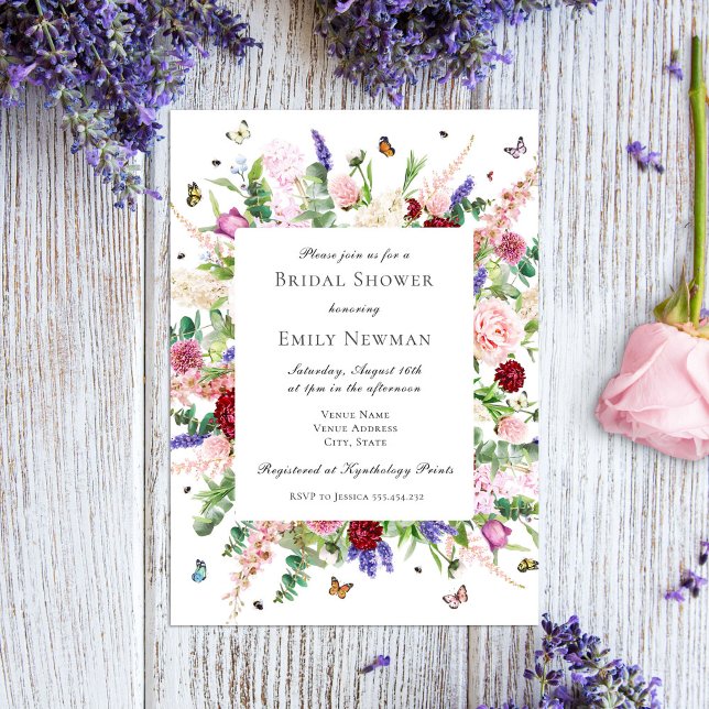 Modern Butterflies & Floral Bridal Shower  Invitation (Creator Uploaded)