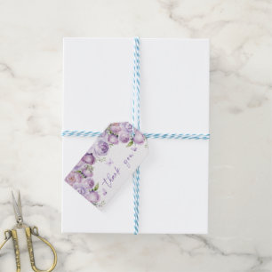Modern Butterflies Purple Bridal Shower Thank You Gift Tags