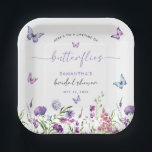 Modern Butterflies Purple Floral Bridal Shower  Paper Plate<br><div class="desc">The Modern Butterflies Purple Floral Bridal Shower Paper Plates add an exquisite touch to your celebration. Designed with delicate butterfly illustrations and vibrant purple floral accents, these plates are perfect for serving delicious treats while enhancing your event's decor. Their durable construction ensures they can handle appetizers, desserts, or main courses...</div>