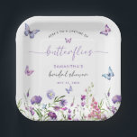 Modern Butterflies Purple Floral Bridal Shower  Paper Plate<br><div class="desc">The Modern Butterflies Purple Floral Bridal Shower Paper Plates add an exquisite touch to your celebration. Designed with delicate butterfly illustrations and vibrant purple floral accents, these plates are perfect for serving delicious treats while enhancing your event's decor. Their durable construction ensures they can handle appetizers, desserts, or main courses...</div>
