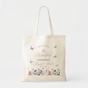 Modern Butterflies Wildflowers Bridal Shower Tote Bag