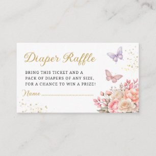 Modern Butterfly Baby Shower Diaper Raffle Ticket  Enclosure Card