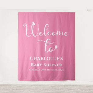 Modern Butterfly Calligraphy Baby Shower Backdrop Tapestry