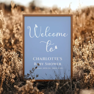 Modern Butterfly Calligraphy Baby Shower Welcome Poster
