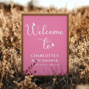 Modern Butterfly Calligraphy Baby Shower Welcome Poster