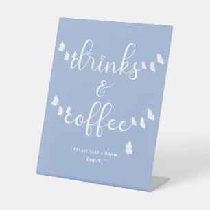 Modern Butterfly Calligraphy Drinks & Coffee Pedestal Sign