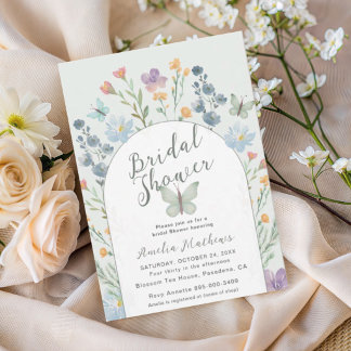 Modern Butterfly & Floral Bridal Shower Invitation