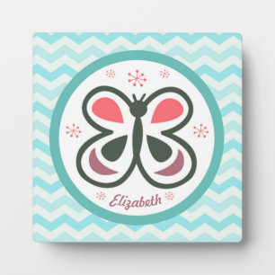 Modern Butterfly Personalized Chevron Kids Design Plaque