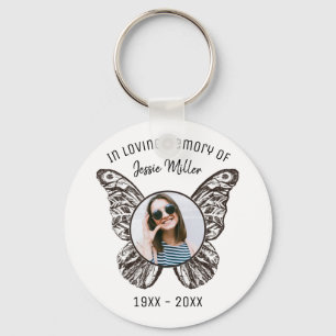 Modern Butterfly Photo Memorial Keychain