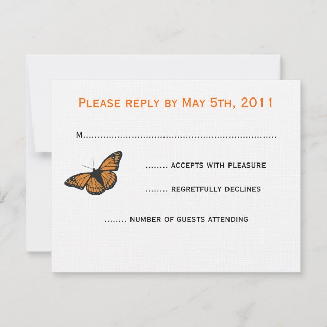 Modern Butterfly RSVP card - Orange (Front)