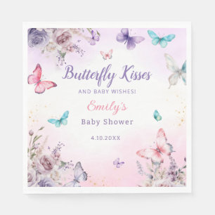 Modern Butterfly watercolor floral baby shower  Napkin