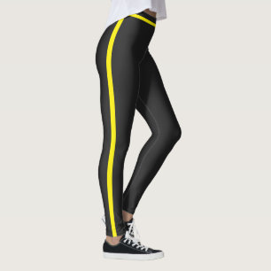Modern Buttery Soft Black Yellow Stripes Sports Leggings